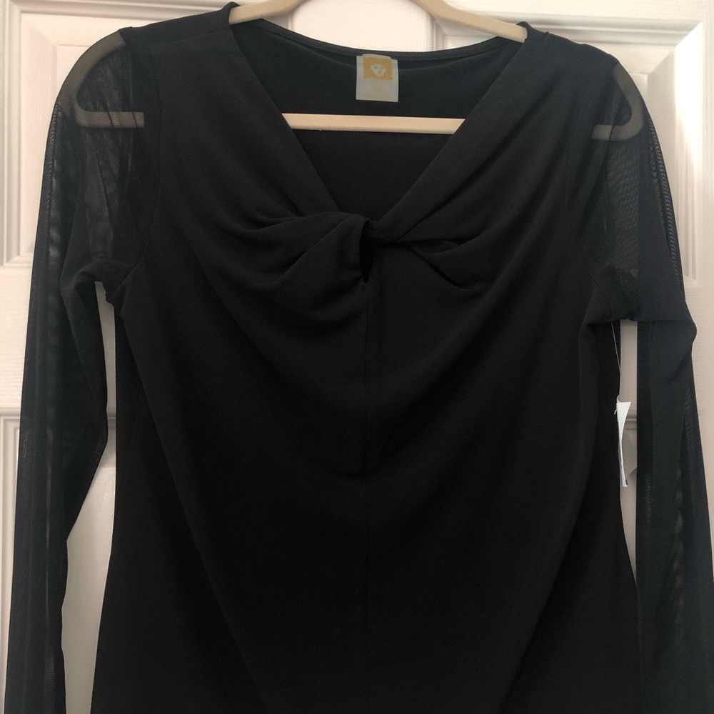 Anne Klein Twisted Front Blouse w Mesh (NWT)